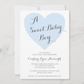 スウィート男の赤ちゃんキュートパステルブルーハートベビーシャワー 招待状 (正面)