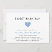 スウィート男の赤ちゃんキュートパステルブルーハートベビーシャワー 招待状 (正面)