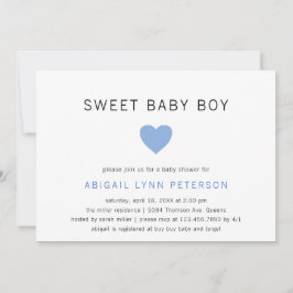 スウィート男の赤ちゃんキュートパステルブルーハートベビーシャワー 招待状