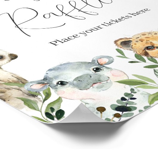 スウィート男の赤ちゃんサファリベイビーシャワーオムツラッフル ポスター (角)