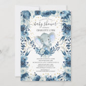 スウィート男の赤ちゃんゾウ赤ちゃんシャワー 招待状 (正面)