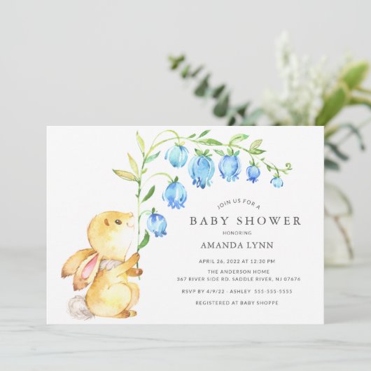 スウィート男の赤ちゃんバニーベビーシャワー招待状 招待状 (スタンド正面)