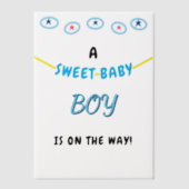 スウィート男の赤ちゃんブルーベビーシャワー ベラム紙招待状 (正面)