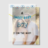 スウィート男の赤ちゃんブルーベビーシャワー ベラム紙招待状 (オフセット (カップル))