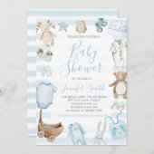 スウィート男の赤ちゃんベビーシャワー 招待状 (正面/裏面)