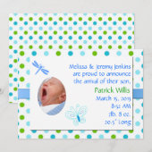 スウィート男の赤ちゃん誕生のお知らせ 案内状 (正面/裏面)