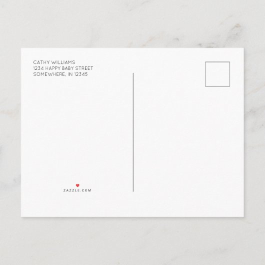 スウィート素朴エレファントブルーボーイベビーシャワー招待状 インビテーションポストカード (裏面)