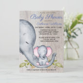 スウィート素朴エレファントブルーボーイベビーシャワー招待状 招待状 (スタンド正面)