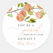 スウィート素朴ピーチベビーシャワーフアワークラシックラウンド ラウンドシール (正面)