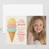 スウィート編集可能アイスクリーム誕生日招待状 招待状 (正面/裏面)