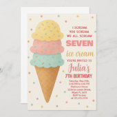 スウィート編集可能アイスクリーム誕生日招待状 招待状 (正面/裏面)