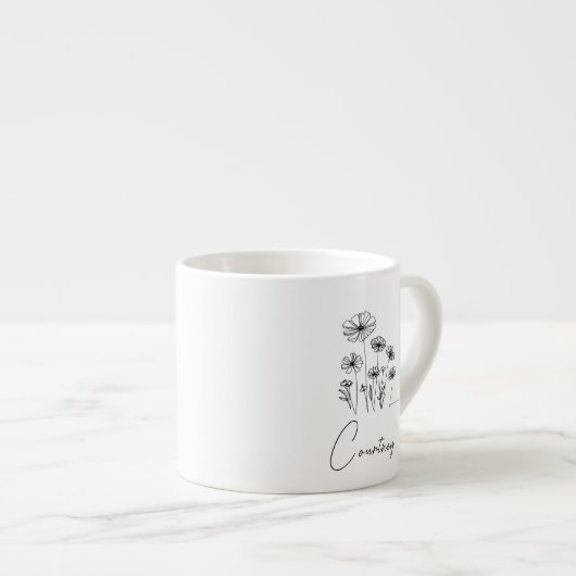 スウィート花模様、名前をカスタムする エスプレッソカップ (正面右)