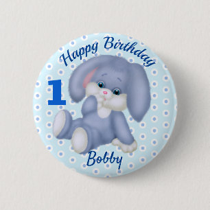 スウィート詰まったバニー・ボーイズ1歳の誕生日ネームエイジ 缶バッジ