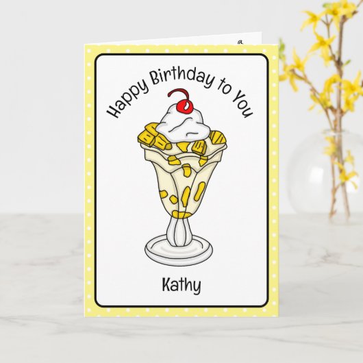 スウィート誕生日カードアイスクリームサンデ カード (黄色い花)