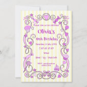 スウィート誕生日ガールピンク招待状 招待状 (正面)