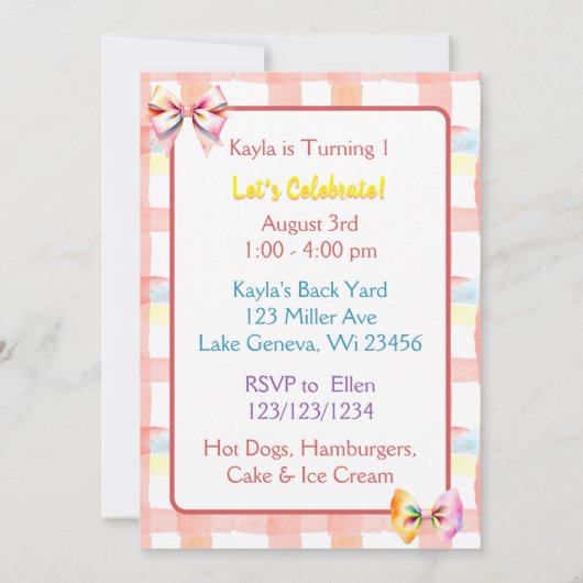 スウィート誕生日キッカラフルテン 招待状 (裏面)