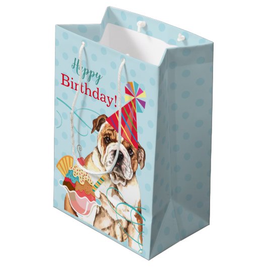 スウィート誕生日ブルドッグミディアム抱き枕 ミディアムペーパーバッグ (裏面アングル)