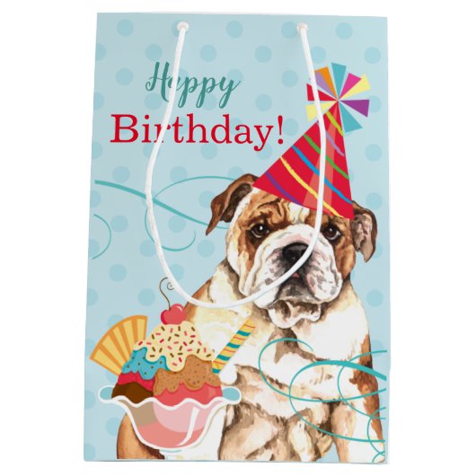 スウィート誕生日ブルドッグミディアム抱き枕 ミディアムペーパーバッグ (裏面)