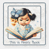スウィート読小さな女の子のAストーリー蔵書票 スクエアシール (正面)