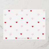 スウィート赤いハートハッピーバレンタインデー写真 箔招待状 (裏面)