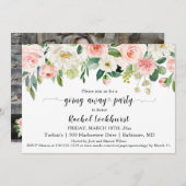 スウィート赤面ピンクフローラブーケ遠くにパーティー 招待状 (正面/裏面)