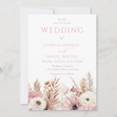 スウィート赤面ボホフラワーエレガントな結婚式 招待状 (正面)