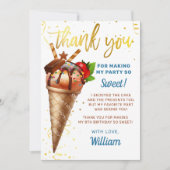 スウィート金ゴールドチョコレートアイスクリーム誕生日 サンキューカード (正面)