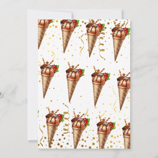 スウィート金ゴールドチョコレートアイスクリーム誕生日 サンキューカード (裏面)