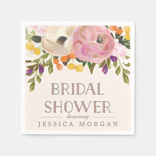 スウィート開花ブライダルシャワーナプキンス スタンダードカクテルナプキン (正面)