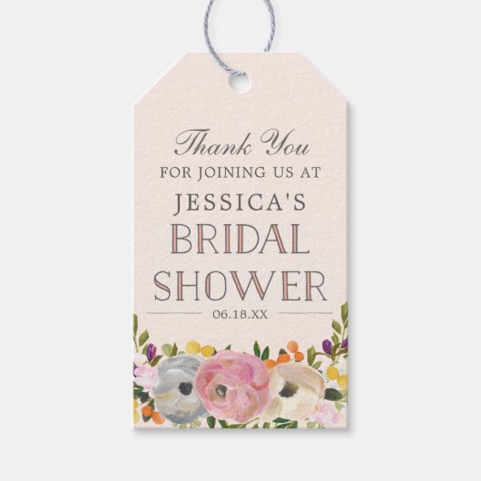 スウィート開花ブライダルシャワーメッセージカード ギフトタグ (正面)