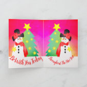 スウィート雪だるまをテーマにした折り畳みホリデーカード シーズンカード (内部)