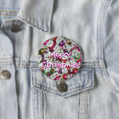 スウィート雪だるまピンクメリークリスマスボタン 缶バッジ (インサイチュ)