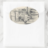 スウィート魅力的ヴィンテージ読小さな女の子の本 楕円形シール (バッグ)