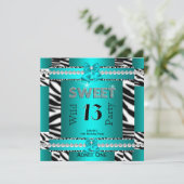 スウィート13おもしろいパーティーゼブラティール(緑がかった色)ブルーチケット3S 招待状 (スタンド正面)