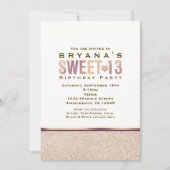 スウィート13フェイクバラ金ゴールドシャンパンパーティの招待状 招待状 (正面)