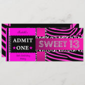 スウィート13 13誕生日ゼブラカウホットピンクブラック 招待状 (正面/裏面)
