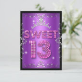 スウィート13 13誕生日ピンクパープルブラック 招待状 (スタンド正面)