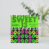 スウィート13 13誕生日リップクワライムピンクブラック 招待状 (スタンド正面)