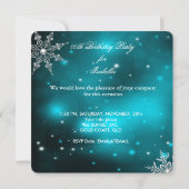 スウィート13 13th誕生日ティール(緑がかった色)ウィンターワンダーランド2 招待状 (裏面)