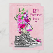 スウィート13thバースデーパーティーへの招待、スニーカー 招待状 (正面/裏面)
