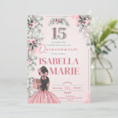 スウィート15キンセアニェラかわいらしインピンク誕生日 招待状 (スタンド正面)