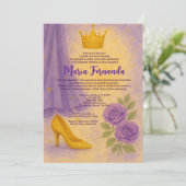 スウィート15キ王室のンセアニラ金ゴールドクラウンパープルドレス 招待状 (スタンド正面)