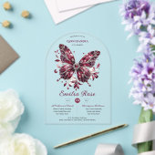 スウィート15蝶キンセアニェラブルガンディダイヤモンド アクリル招待状 (インサイチュ (ウェディング))