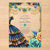 スウィート15誕生日キンセアニェラ蝶フィエスタ アクリル招待状 (正面)