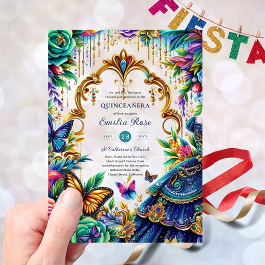 スウィート15誕生日蝶フィエスタプラスチックカリン アクリル招待状
