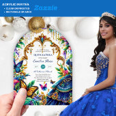 スウィート15誕生日蝶フィエスタプラスチックカリン アクリル招待状