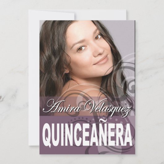 スウィート15 キンセアニエラ フォト バースデー パーティー 招待状 (正面)