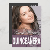 スウィート15 キンセアニエラ フォト バースデー パーティー 招待状 (正面/裏面)