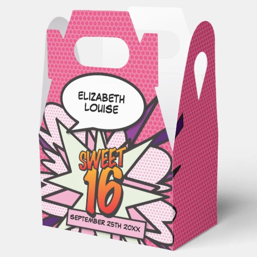 スウィート16おもしろいガーリーピンクモダン漫画ブック誕生日 フェイバーボックス (オープン)