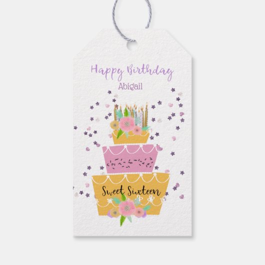 スウィート16お誕生日ケーキギフトラベル ギフトタグ (裏面)